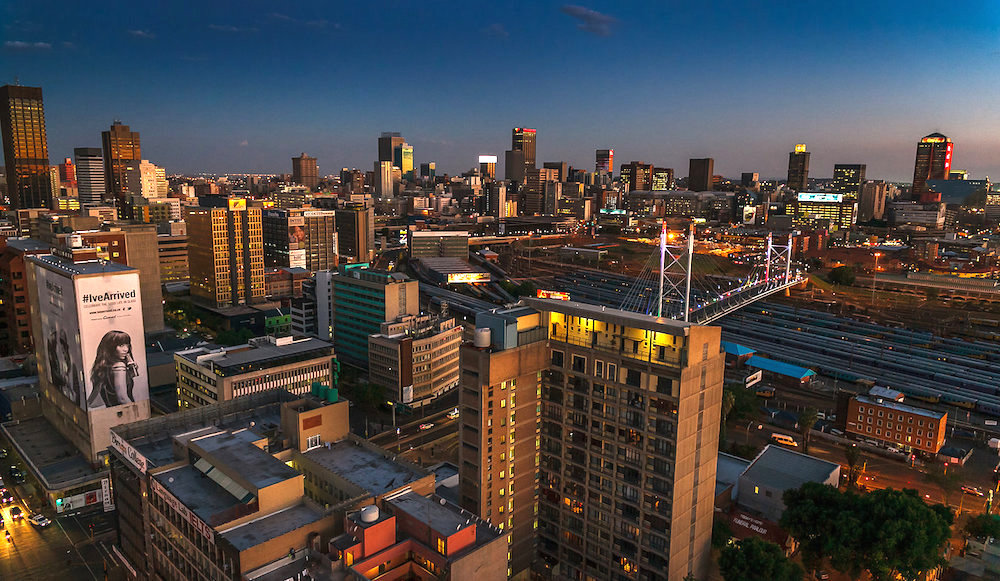 Johannesburg City Centre At Sunset