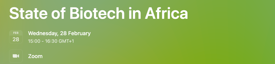 Webinar: State of Biotech in Africa